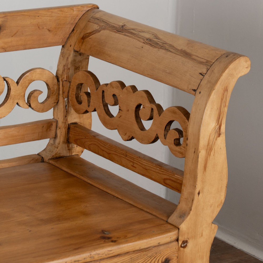 19th Century Swedish Pine Bench with Storage