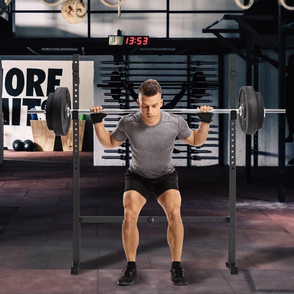 Professional Adjustable Squat Rack with Rubber Caps - Full Body Training