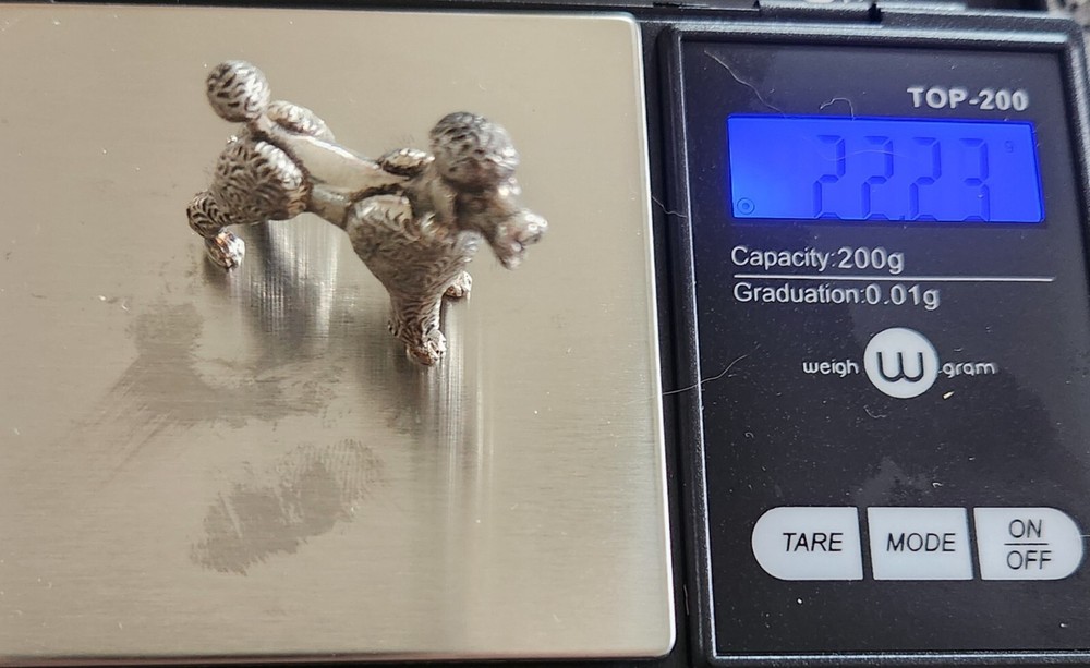 KIRK & SON Solid Cast Sterling Silver Miniature Figurine Poodle