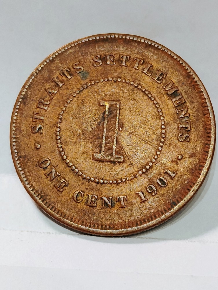 STRAITS SETTLEMENTS ~ 1901 ~ 1 CENT ~ CH VF
