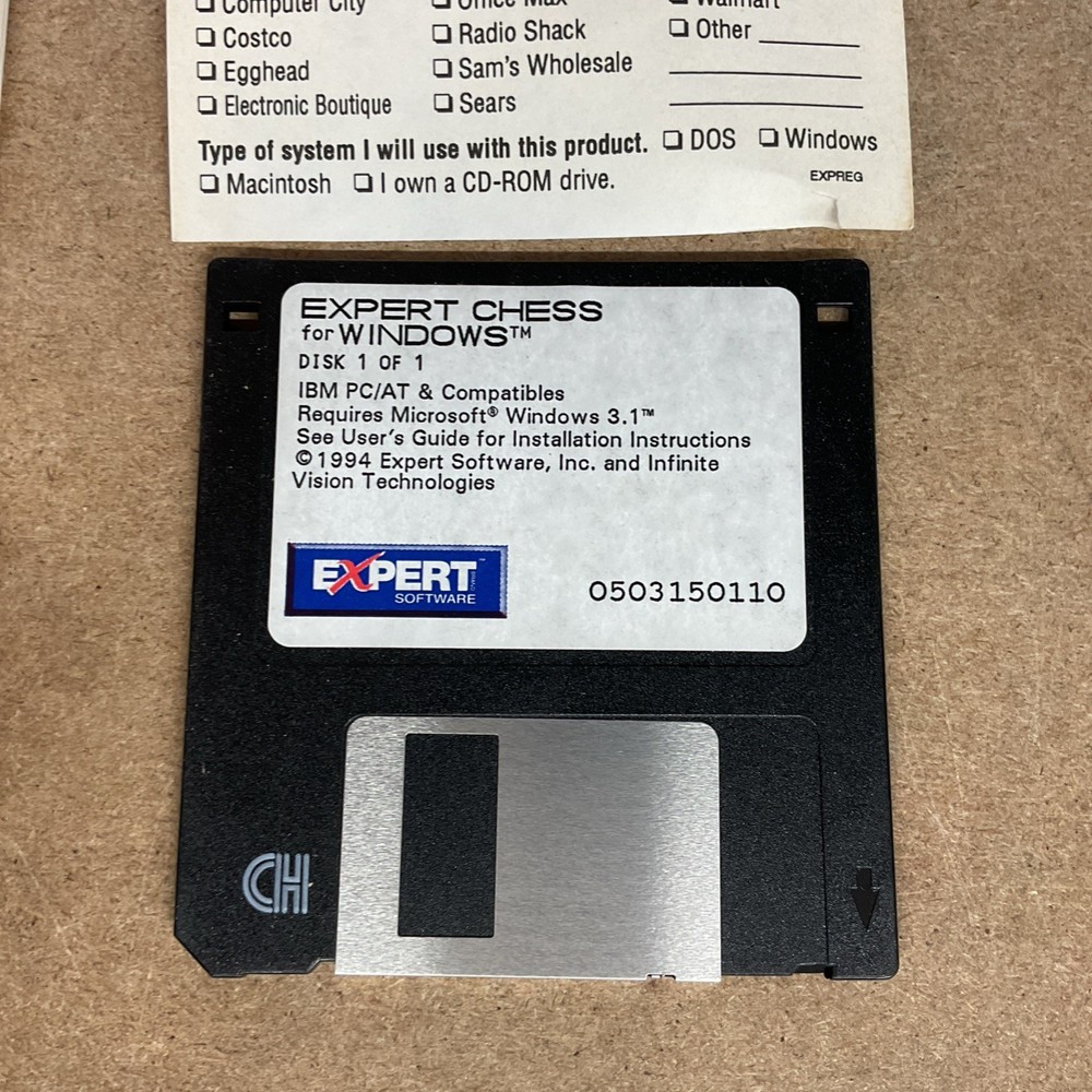Expert Software Chess For Windows DOS IBM 3.5” Disks Vintage Computing