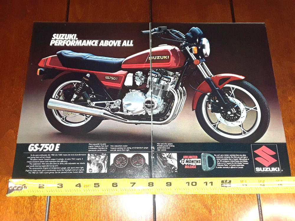 1982 SUZUKI GS-750 E ORIGINAL 2 PAGE AD