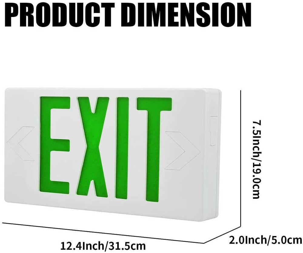 AKT LIGHTING Doubled Sided Emergency Exit Sign (1-Pack Green)