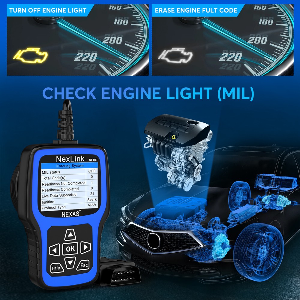 NEXAS NL101 OBD2 Scanner Auto OBD2 Diagnostic Tool Professional Engine Check