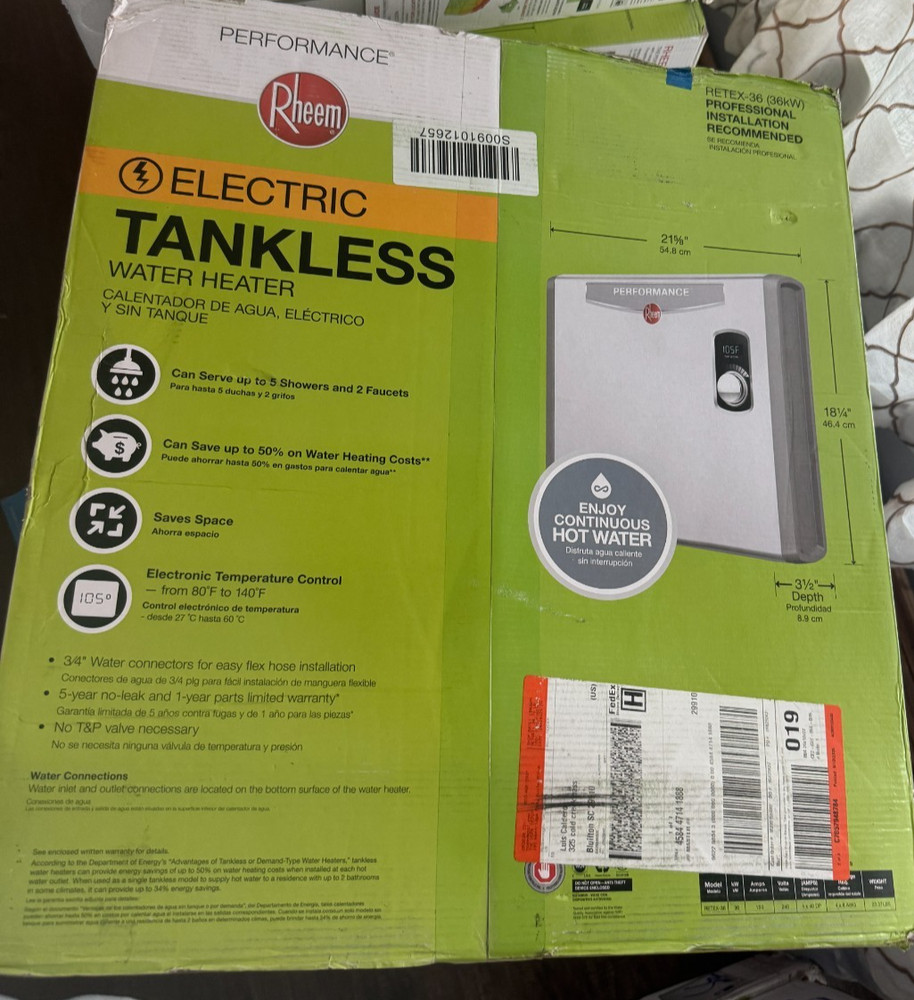 Rheem Performance 36 kW 7.03 GPM 240-Volt Electric Tankless Water Heater