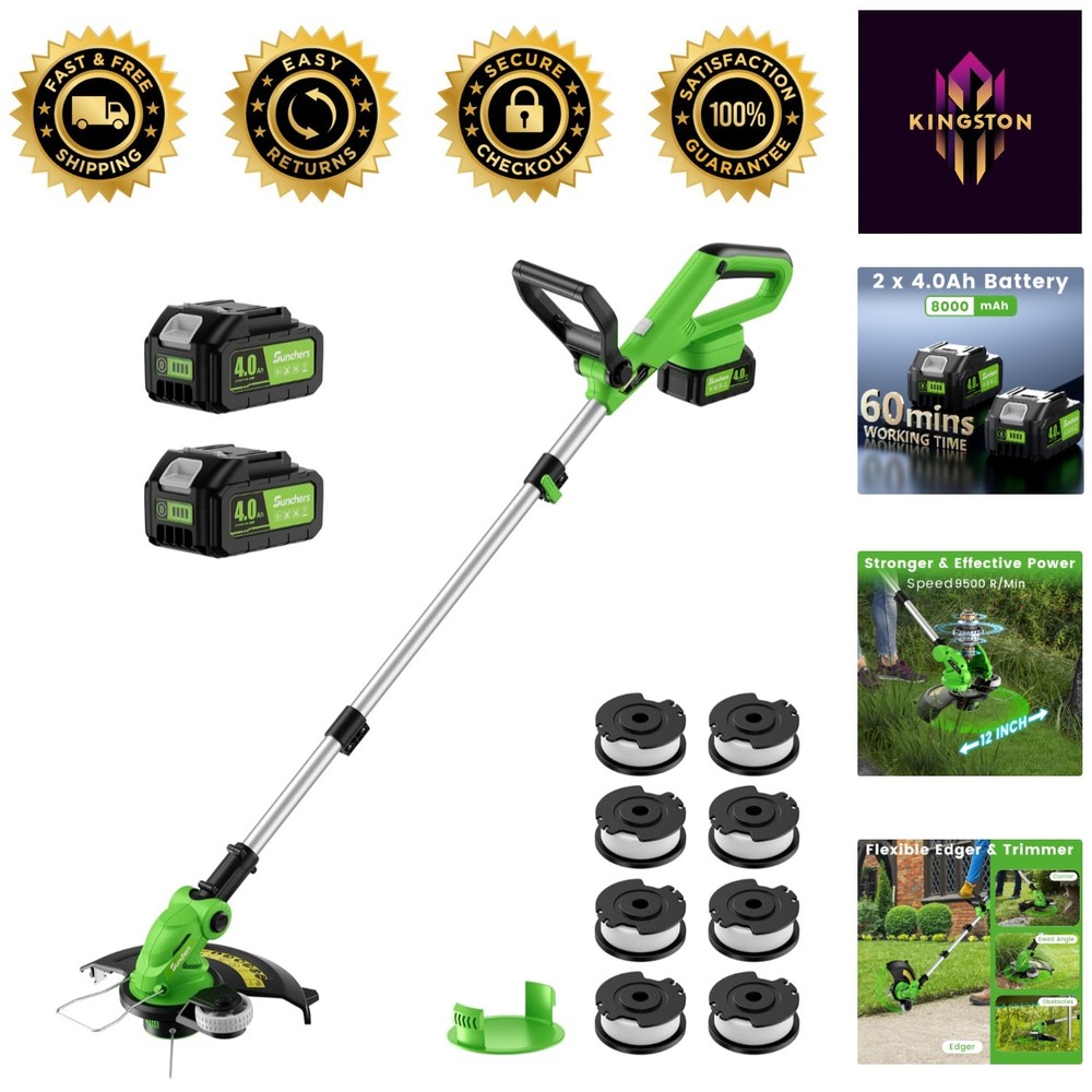 Efficient 20V Cordless Grass Trimmer - 9500 RPM, Battery Powered & Foldable