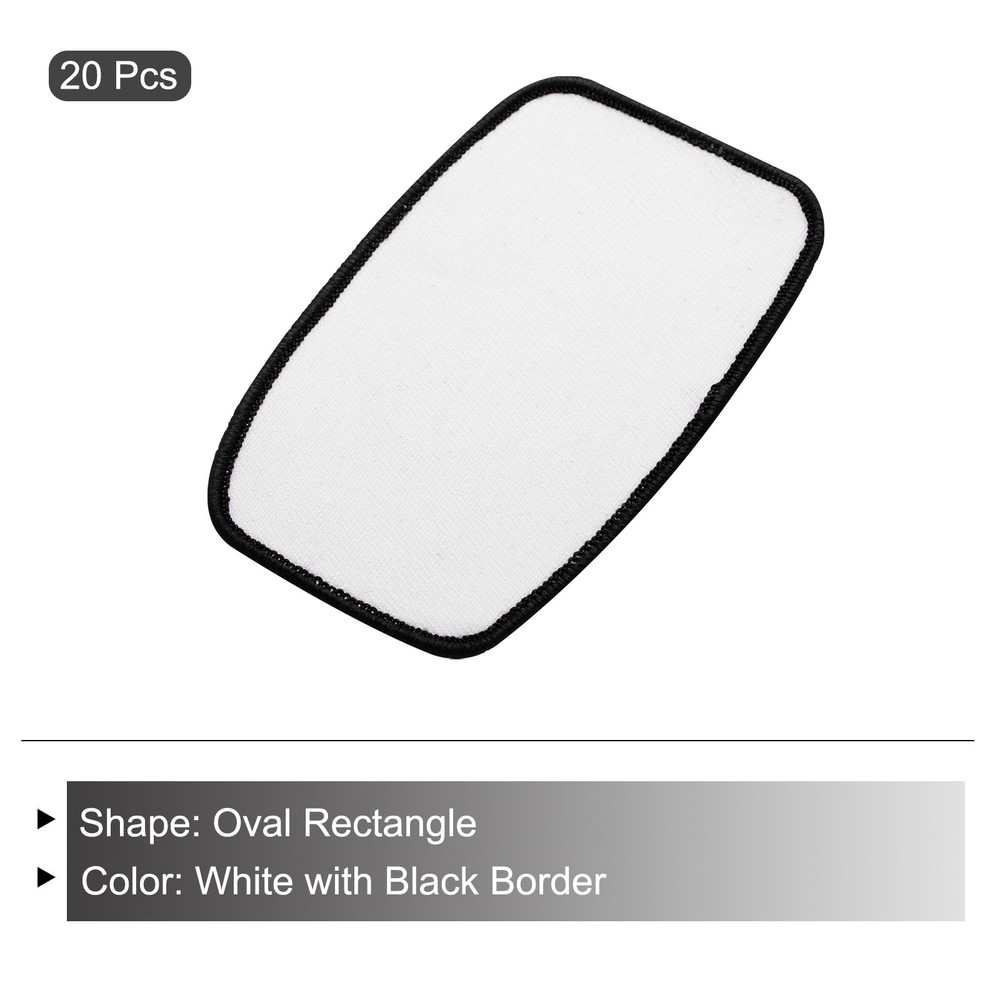 20pcs Sublimation Patch Blank Oval Rectangle White with Black Border