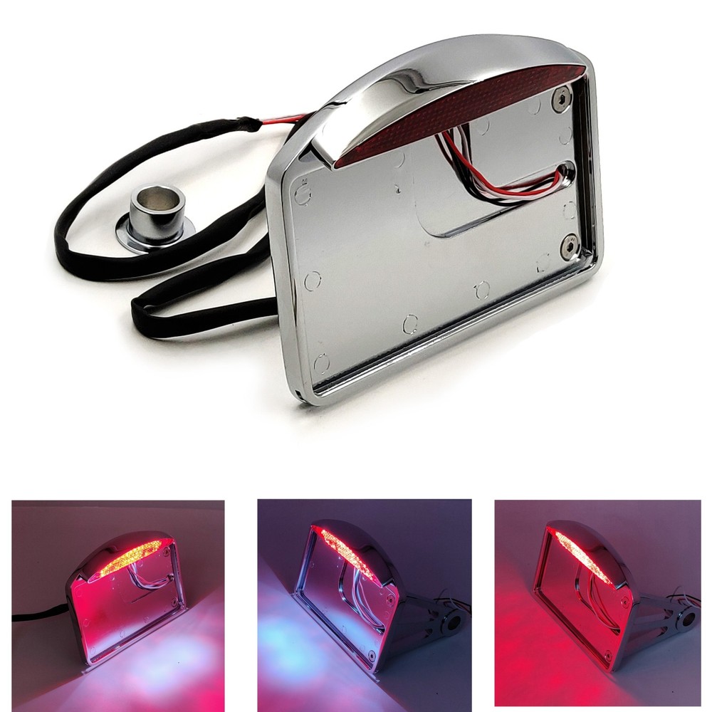Side Mounted License Plate Assembly Chrome Led Tail Brake Light for Harley