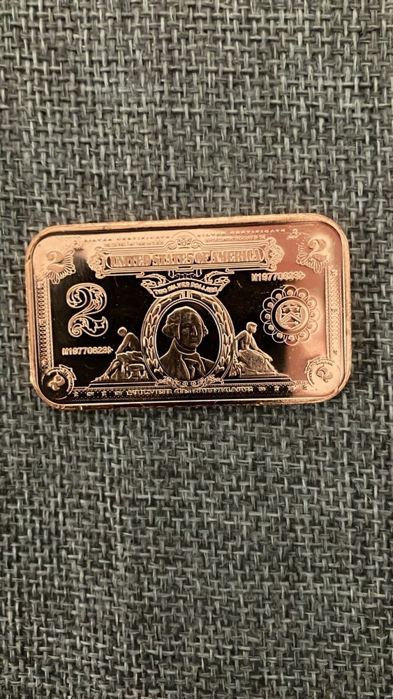 1 oz Copper Bar - $2 Washington Note