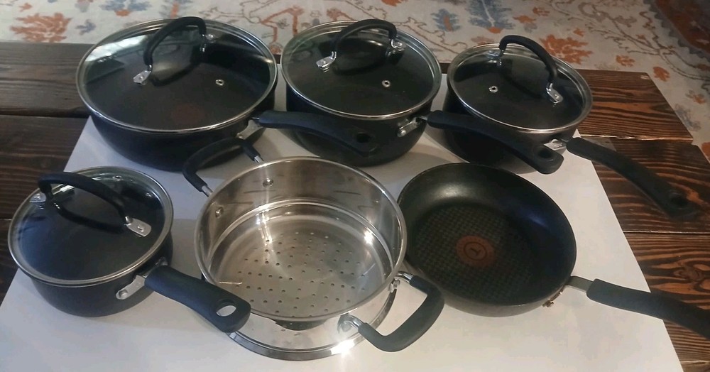 10 Piece T-FAL Techno Resist Base Pots/Pans Set
