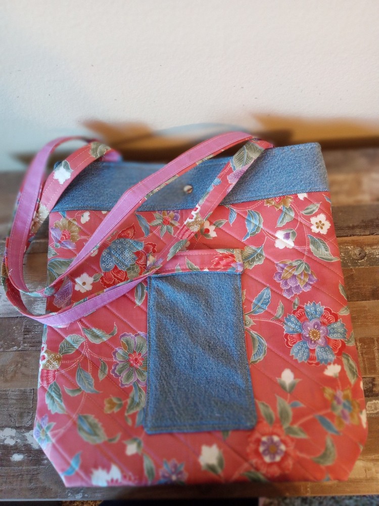 Large Knitting Crochet Project Tote Bag Handmade