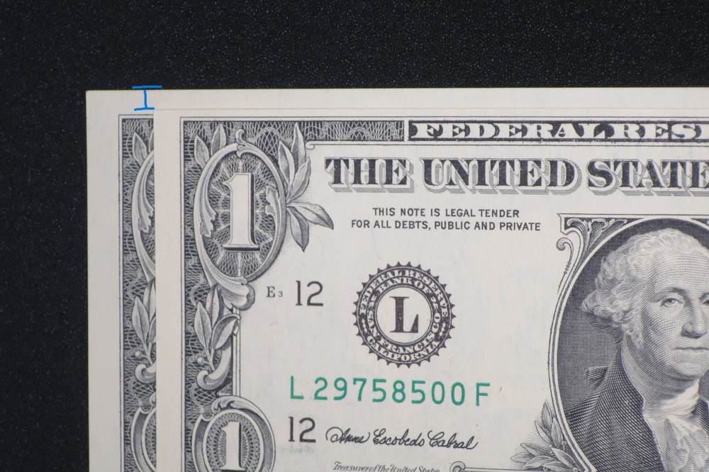 (5) 2006 Series Dollar Bill miscut Error Smaller Then Regular Bills
