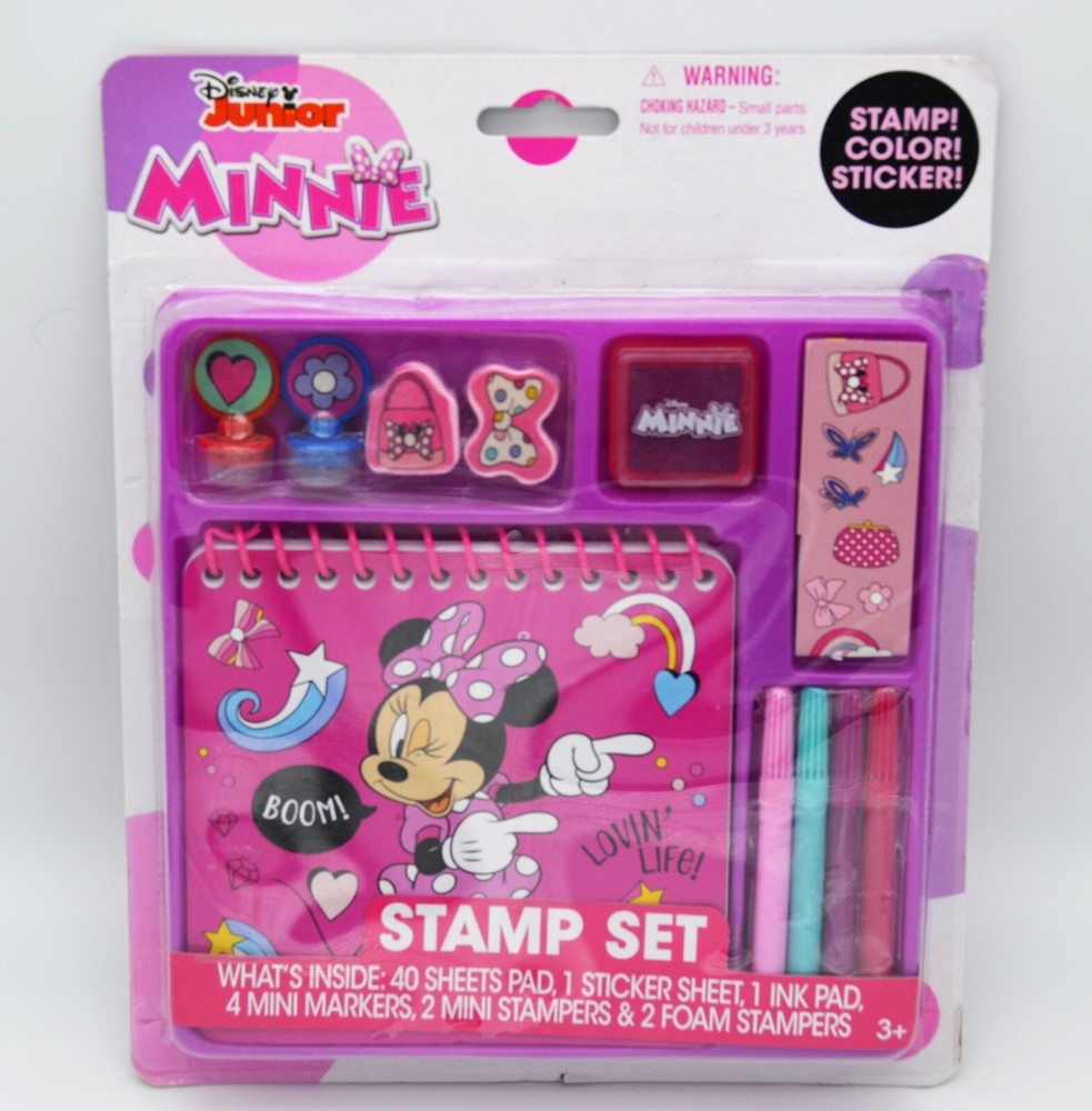 Bundle Lot Disney Junior Minnie Mouse Activity Stamp Sets Lip Smacker Chapsticks