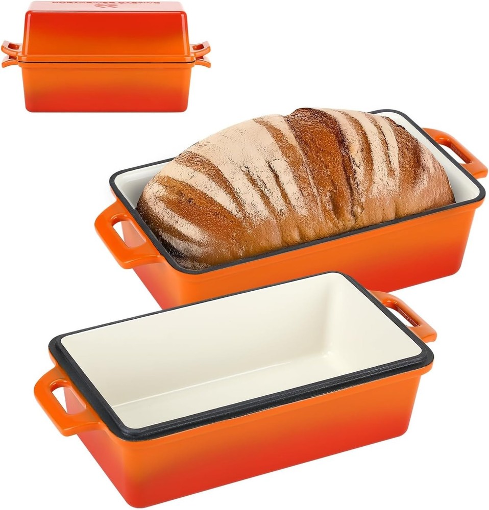 Durable Flame Enameled Bread Loaf Pan Set - Perfect for Baking and Easy Cleaning
