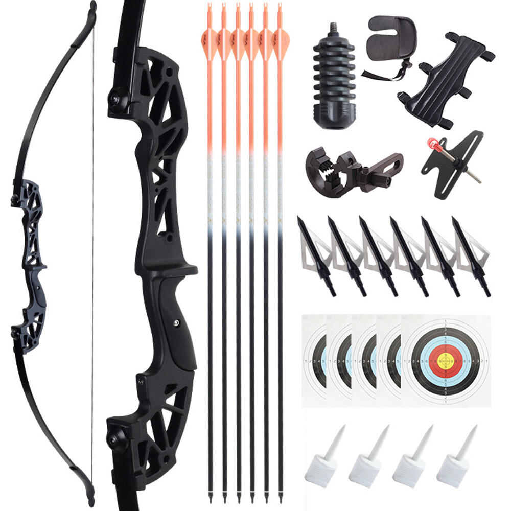 Archery 53" Takedown Recurve Bow +6Pcs Target Arrows for Beginner Shoot Practice
