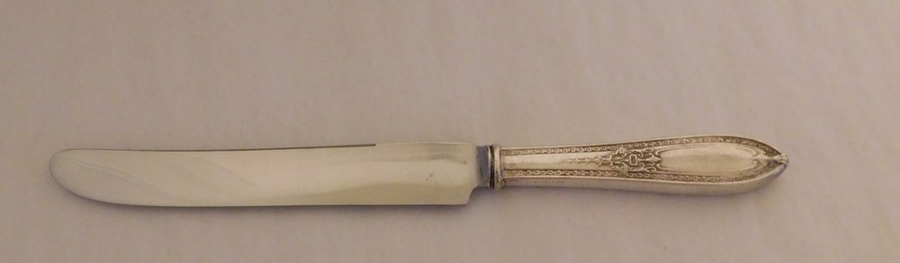 1 Dinner Knife - Silver Plate - Leaf, Flower, Vine, Scrolls Pattern #P189