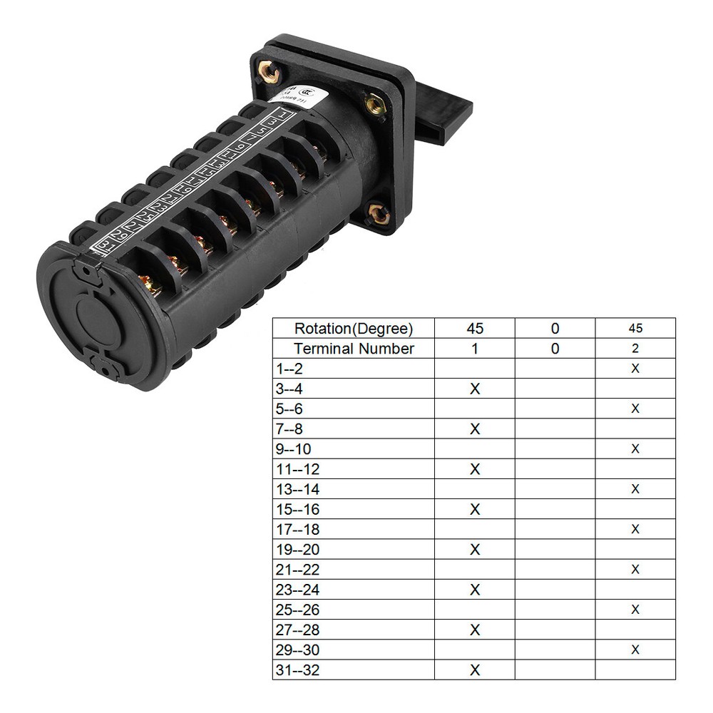 Changeover Switch 3 Position Rotary Selector Cam Switch 32 Terminal Latching 10A