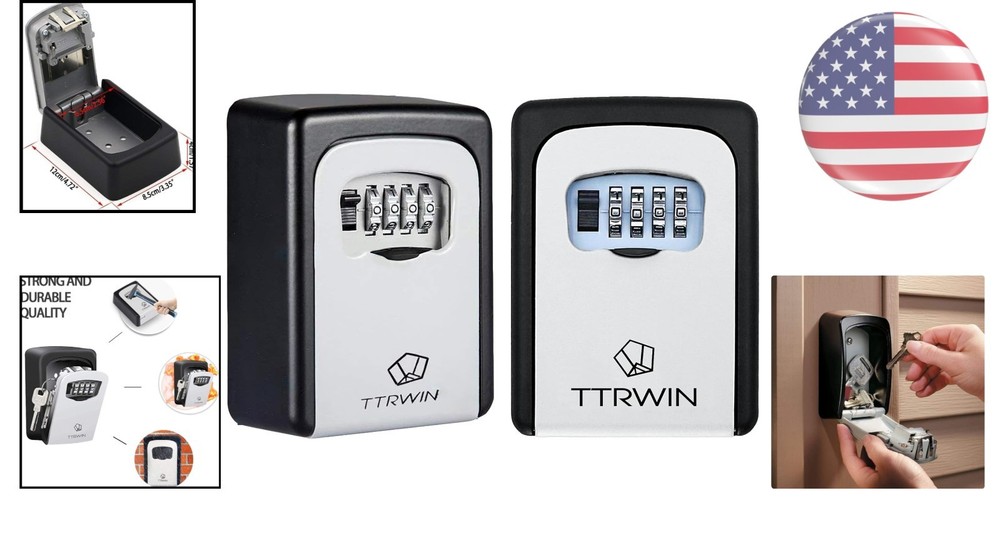 Large Capacity 2 Pack Key Lock Box - Resettable 4-Digit Safe for Home & Office