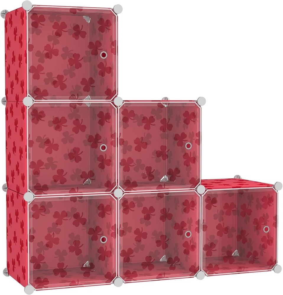 Cube Storage Organizer W/ Doors 6-Cube Shelves DIY Plastic Modular Bookshelf