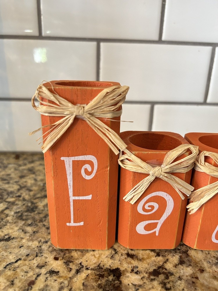 Fall letter blocks - Candle Holders- Fall Decor