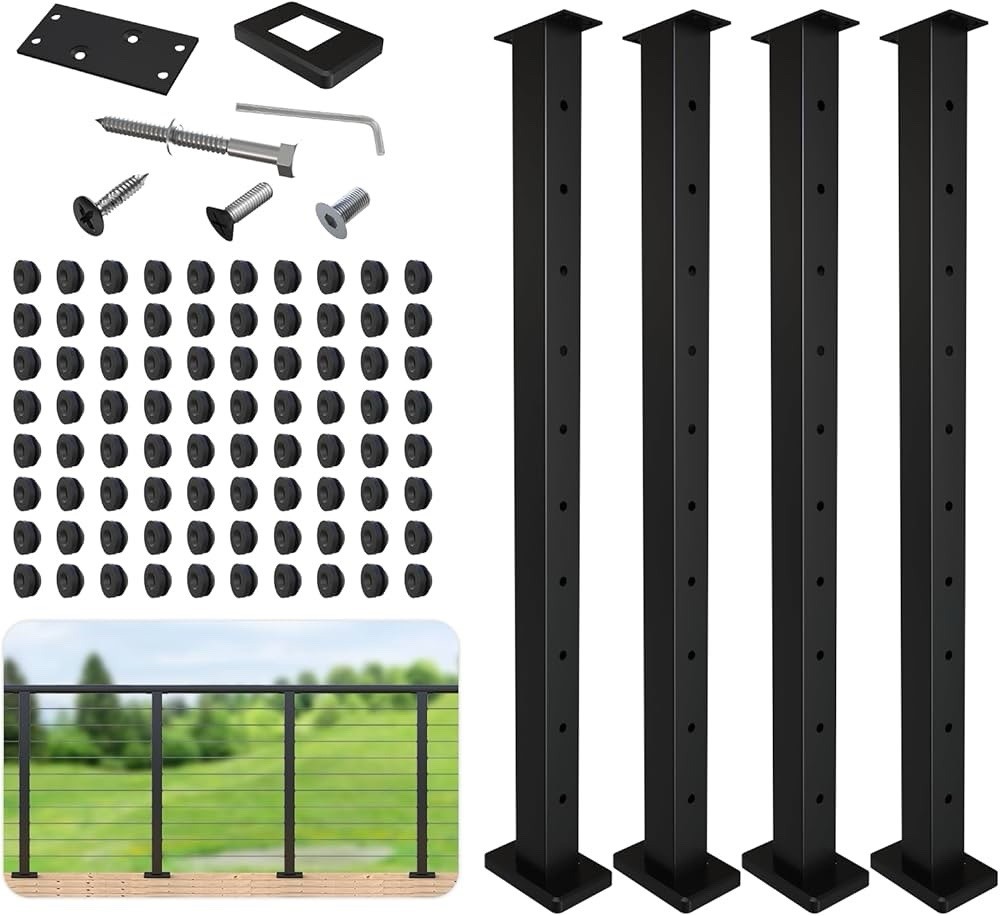 Level Drilled Cable Railing Post 36" (35"X2"x2")