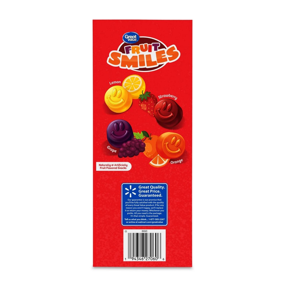 Great Value Fruit Smiles Snacks, Original Flavors, 40 Count