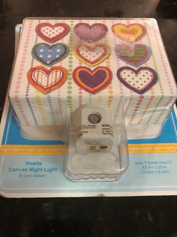 Hearts Canvas Night Light Girls
