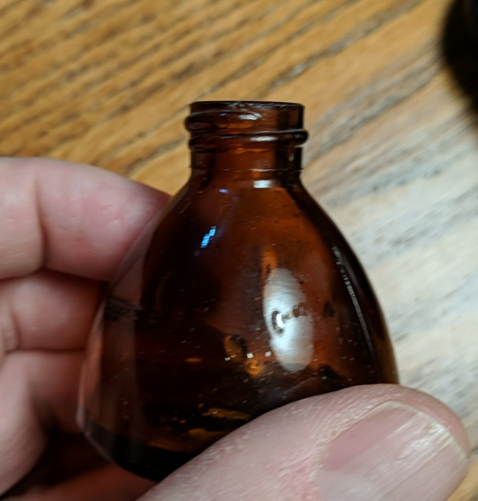 Vintage Amber Brown Squat Bottle