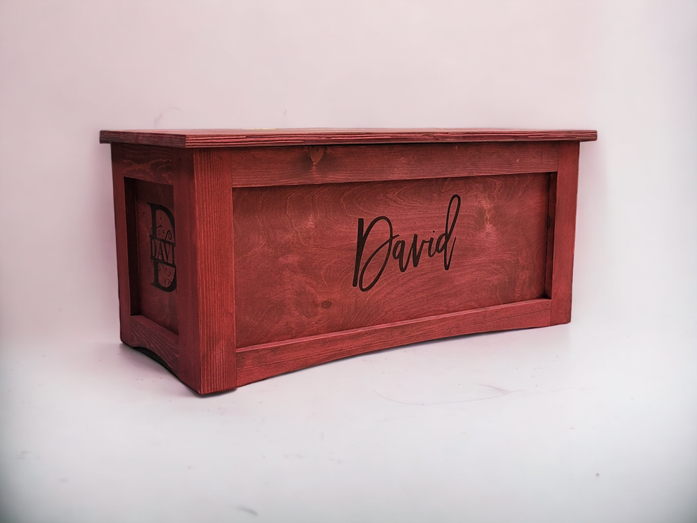 Toy box Engraved Rustic Handmade Wooden Birch/Pine