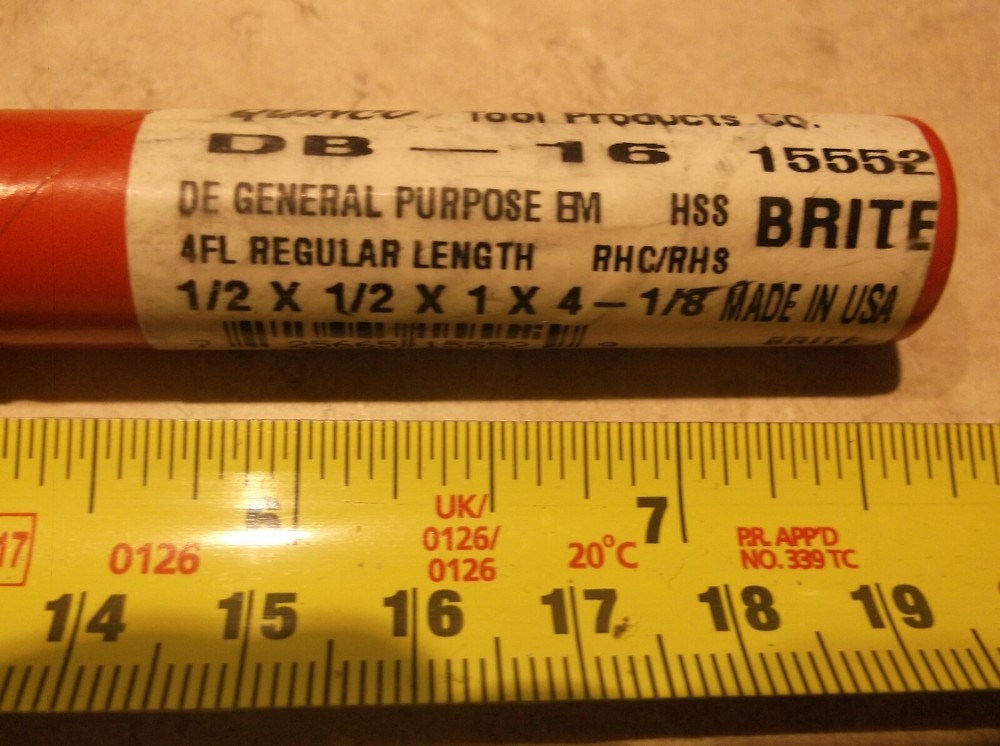 QUINCO 1/2" SQARE END 4F DE GENERAL PURPOSE HSS ENDMILL