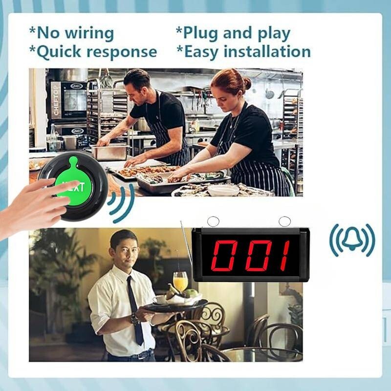 Wireless Queue Management System 3-Digit Display with Next Control Button