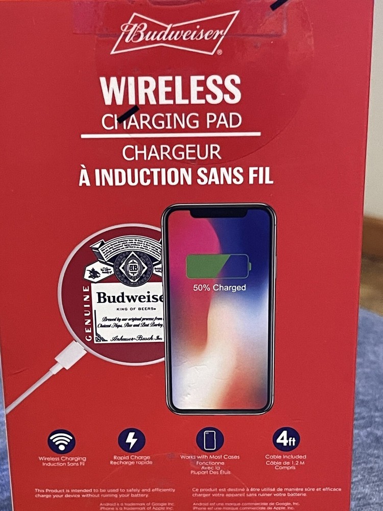 BUDWEISER rapid wireless charging pad Bud Light beer iPhone & Android 2019