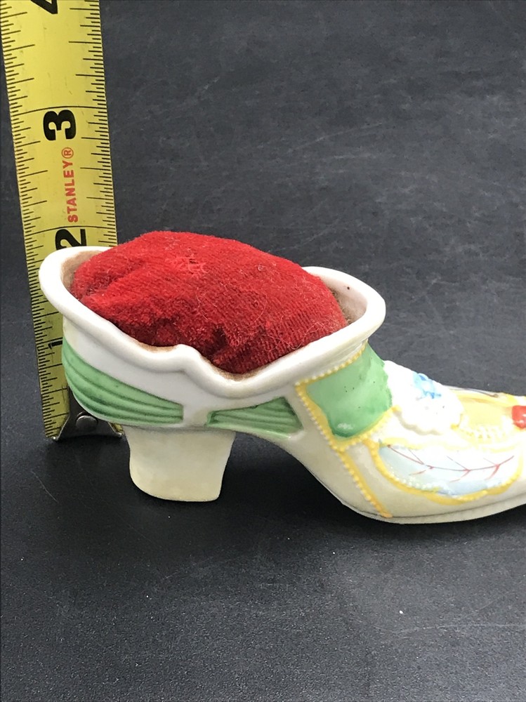 Ceramic Lusterware Victorian Shoe Pin Cushion Japan Vintage