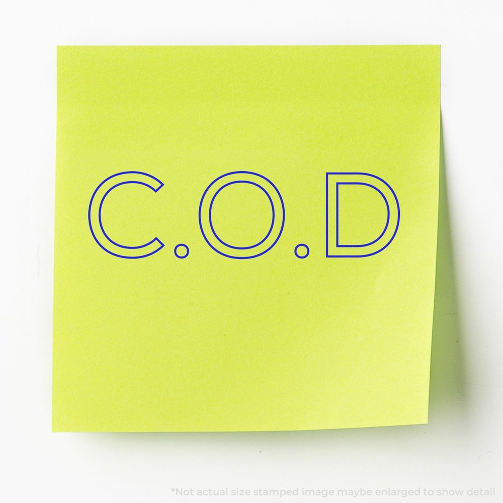 COD Outline Rubber Stamp Size 1/2" Tall x 1-1/2" Wide