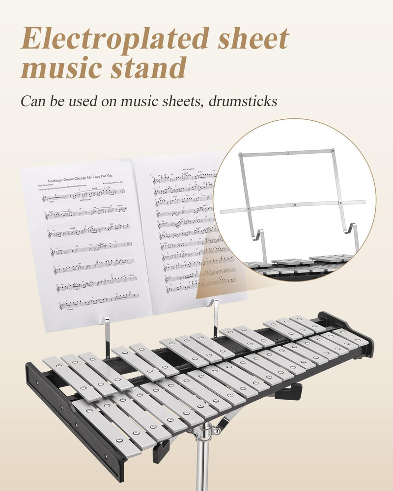 Advanced 32 Note Glockenspiel Xylophone Bell Kit Beginner Students, Percussion K