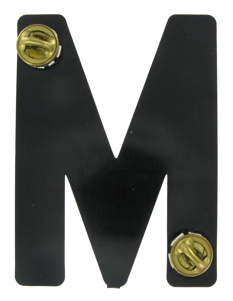 Big Plastic Initial "M" Pin - Black Huge Large Letter