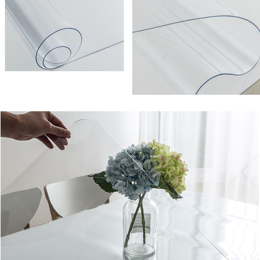 Clear Transparent PVC Plastic Tablecloth Protector Waterproof Dining Table Cover