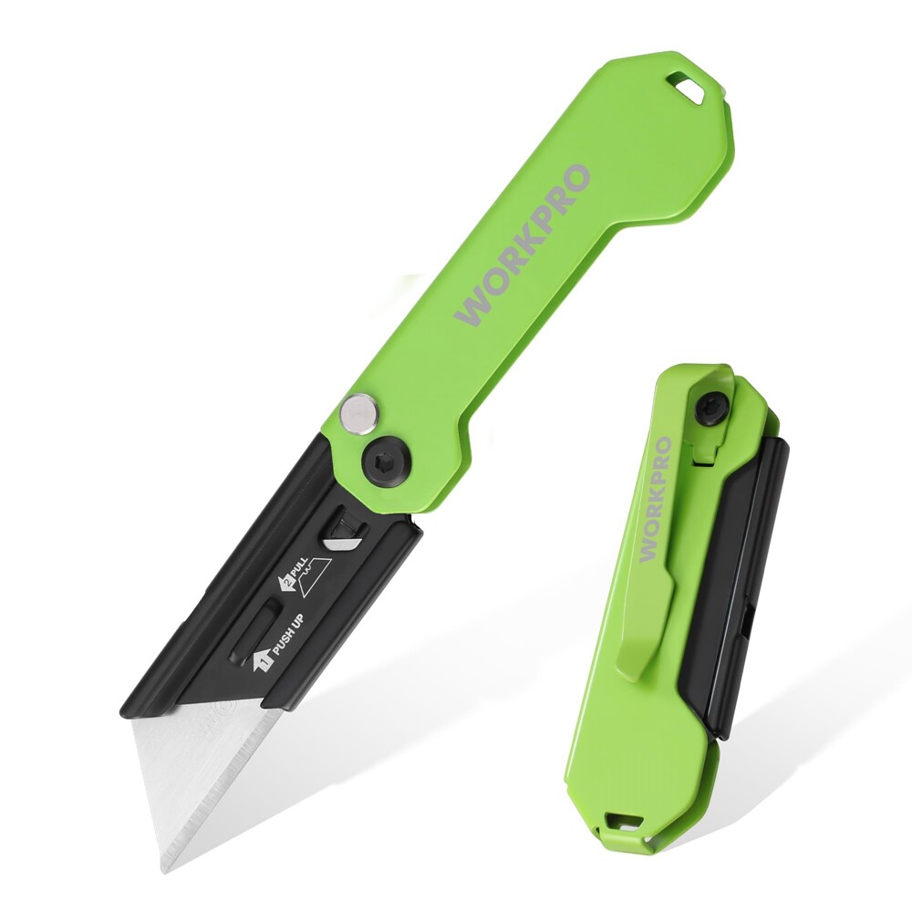 WORKPRO EDC Folding Utility Knife Mini Box Cutter with Quick Open Axis Lock USA