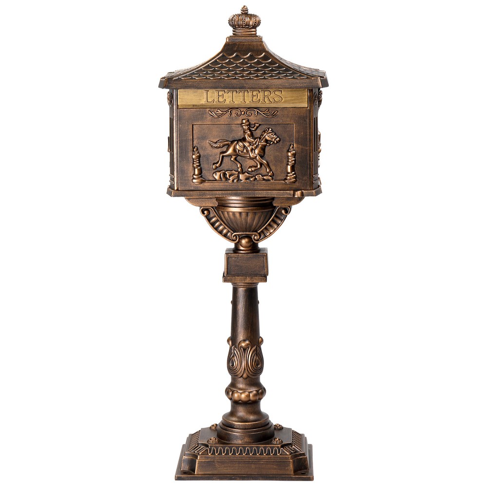 Cast Aluminum Mailbox with Post Postal Box in-Ground Large Security Mailbox