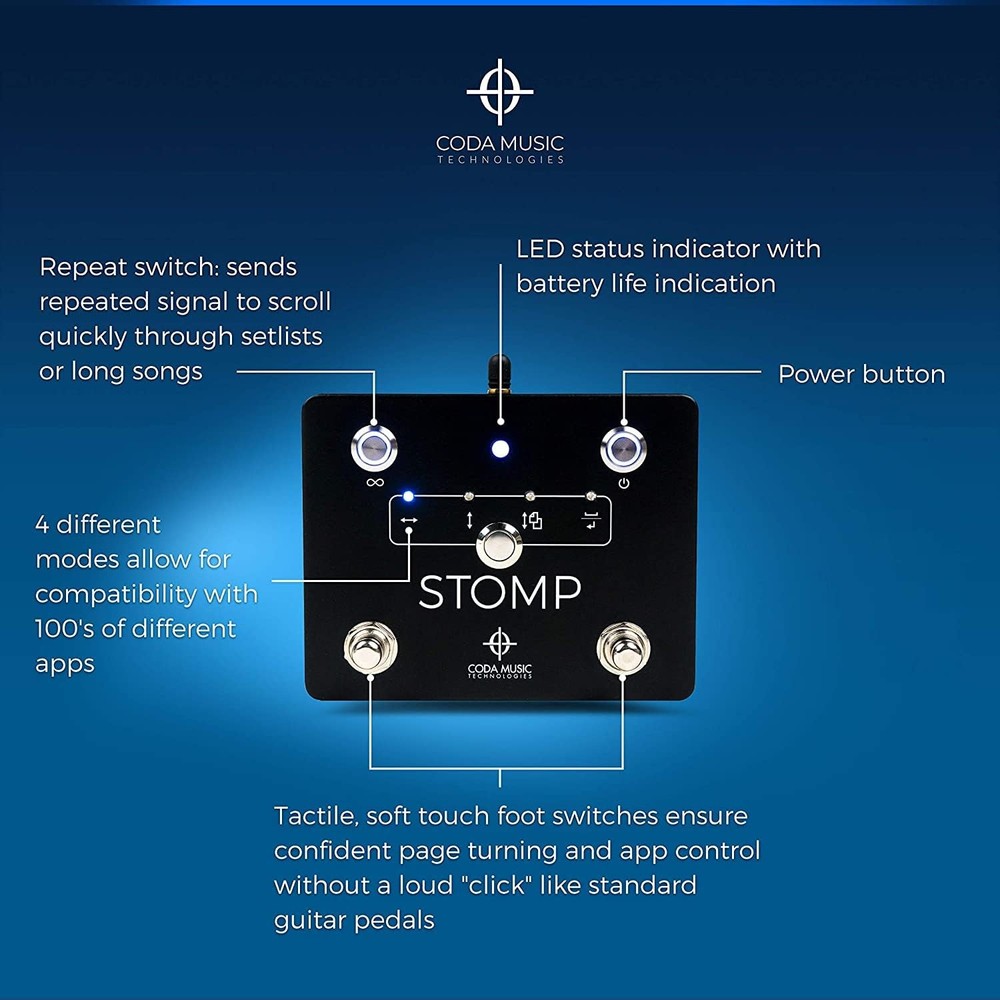 Bluetooth Page Turner Pedal for iPad, Tablets, iPhone, Android HandsFree
