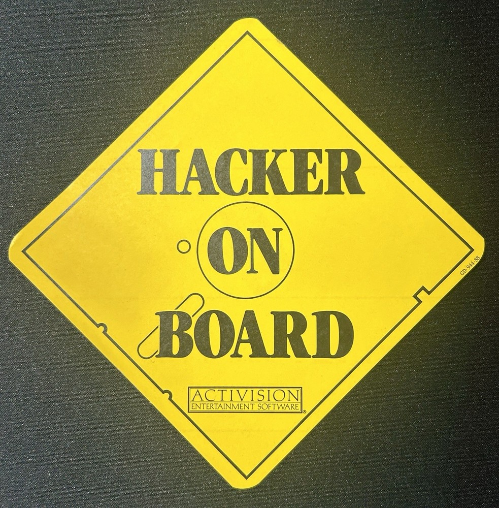 1986 Activision Entertainment Software Hacker On Board STICKER Commodore 64 128