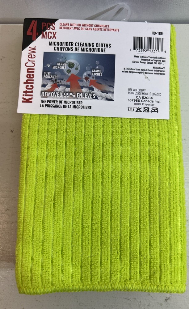 Microfiber Cleaning Cloths 19" x 15.5" 4Pcs 2 Printed Fruit 2 Solid Green