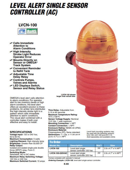 Level Alert Single Sensor Controller (ac) | LVCN-100