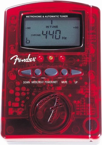 FENDER MT-1000 RED TRANSLUCENT DIGITAL METRONOME & AUTOMATIC CHROMATIC TUNER