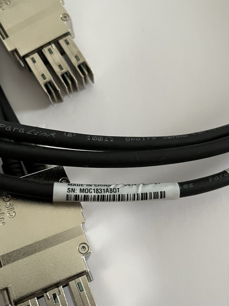 Lot of 2 Cisco STACK-T1-1M StackWise-480 1m Stacking Cable 800-40404-01 UNTESTED