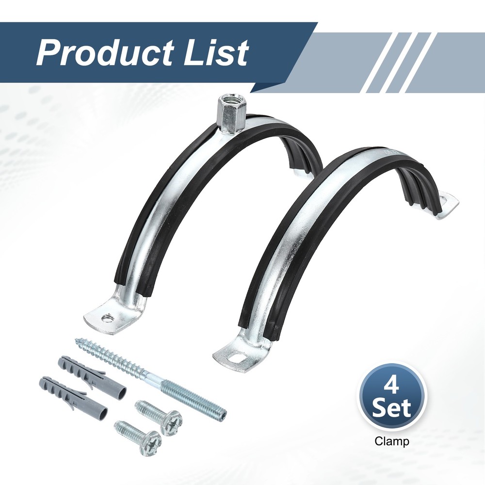 4Set 5-1/2" Split Ring Pipe Hanger Wall Mount Pipe Bracket Clamp (M8,M10)