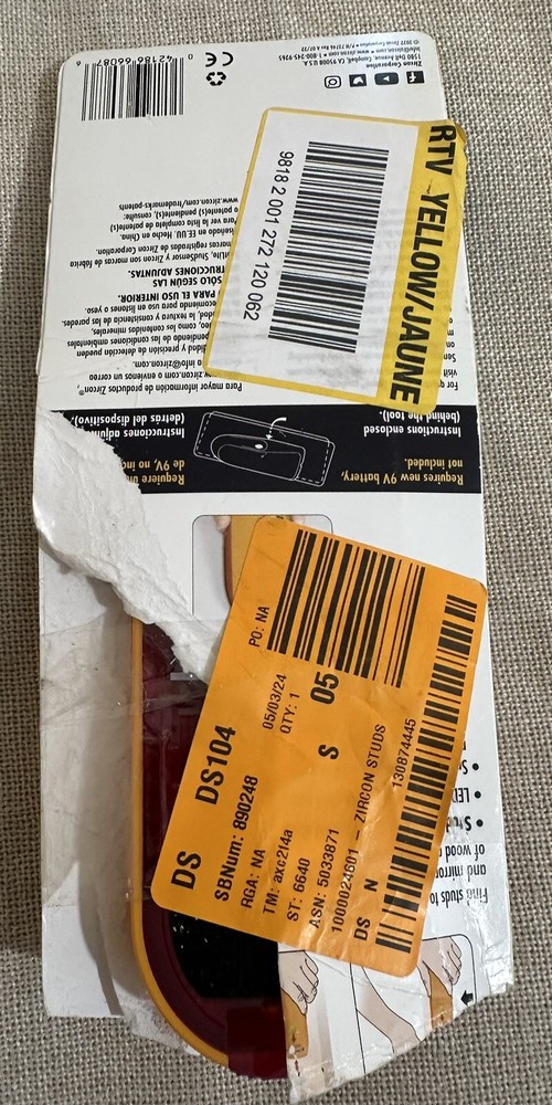 Zircon Stud Sensor Finder Yellow HD25 Open Box *untested *