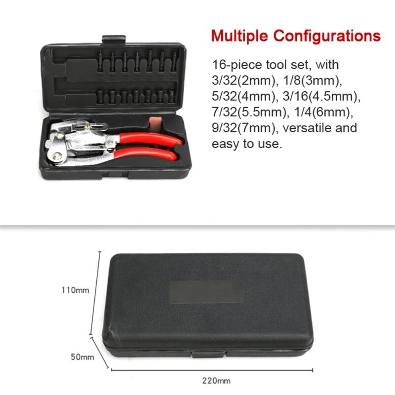 16PCS Punchdown Pliers Set Leather Rubber Punch Adjustable Manual Punchdowns