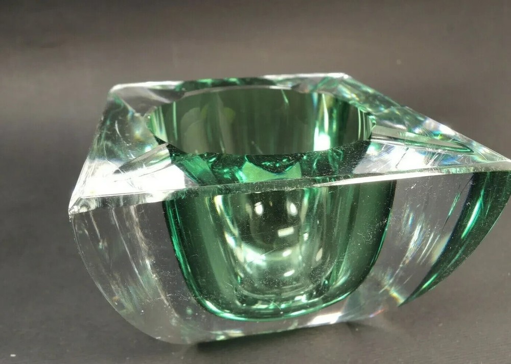 Val St Lambert Heavy Modern Glass Ashtray