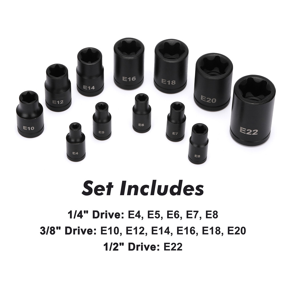 25PCS Torx Bit Socket and External Socket Set T8- T60 & 12 Female E-Torx Sockets